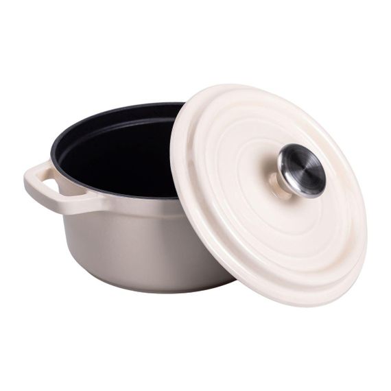 Каструля чавунна емальована 2 л з кришкою Ø20 см Бежева HP-1-2BE | Зображення 2