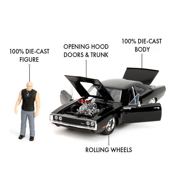 Игровая металлическая машинка Fast and Furious Додж Чарджер 1970 с фигуркой | Зображення 9