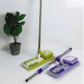 Швабра полотер для швидкого збирання з насадкою з мікрофібри на затискачах із запаскою Фіолетова
