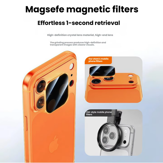 Захисне скло для камери Magnetic Armor iPhone 17 Pro Max AR Anti-Reflective магнітне оранжеве | Зображення 2