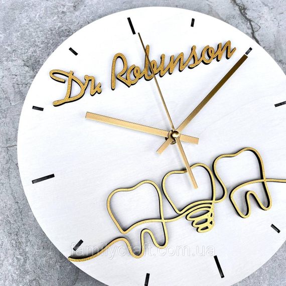 Іменні настінні дерев'яні годинники стоматолога Подарок дантисту або ортодонту, зубному лікарю | Зображення 6