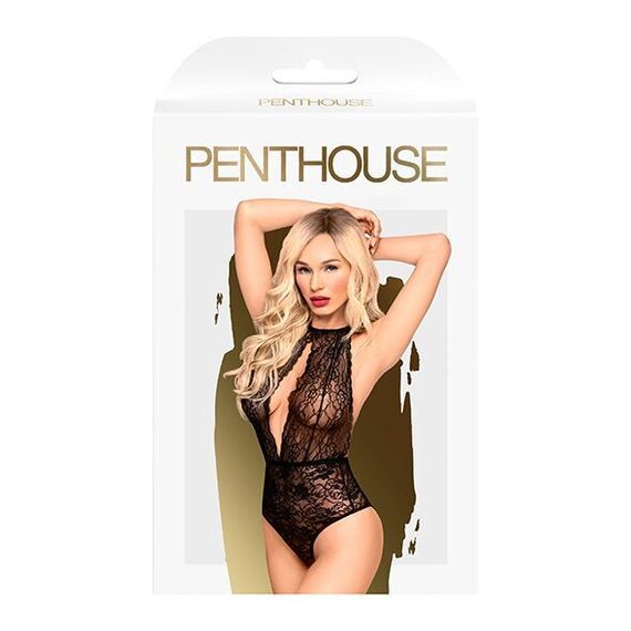 Боді з глибоким декольте та високими трусиками Penthouse - Toxic Powder Black M/L | Зображення 2
