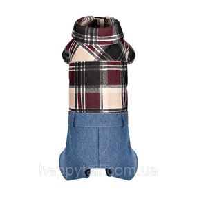 Костюм для собак Pet Fashion Dandy розмір S коричневий картатий синій сорочка з джинсами