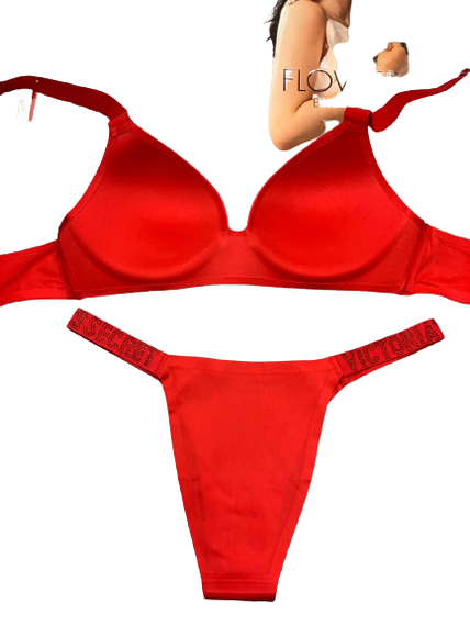 Бесшовный женский комплект нижнего белья Victoria`s Secret Виктория Сикрет со стразами 90D | Зображення 2
