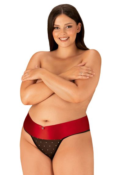 Стринги с бантом сзади Obsessive Tienesy Черно-красный 2XL/3XL | Зображення 4