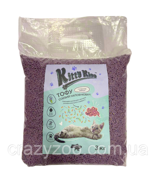 Наповнювач для котячого туалету Kitty Kiss Tofu соєвий тофу з ароматом лаванди 3 кг KK8241