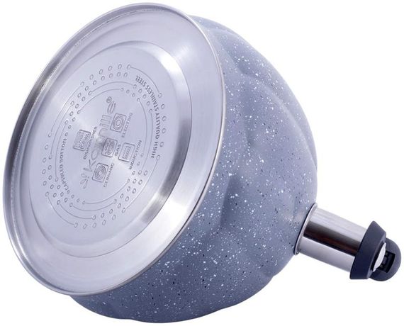 Чайник Kamille Whistling Kettle Marble 3л з нержавіючої сталі зі свистком (сірий мармур) | Зображення 3