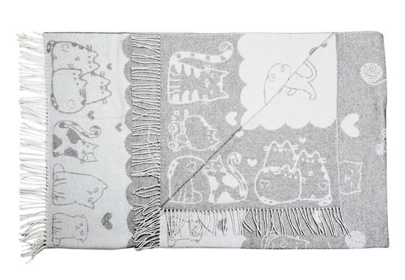 Плед бавовняний Коти сірі Love You 140 x 200 см | Зображення 1