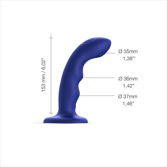 Насадка для страпона з подвійною точковою пульсацією Strap-On-Me TAPPING DILDO WAVE – NIGHT BLUE, М | Зображення 1
