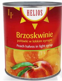 Персики консервированные в сиропе половинками в ж/б Helios (Польша), 820 г