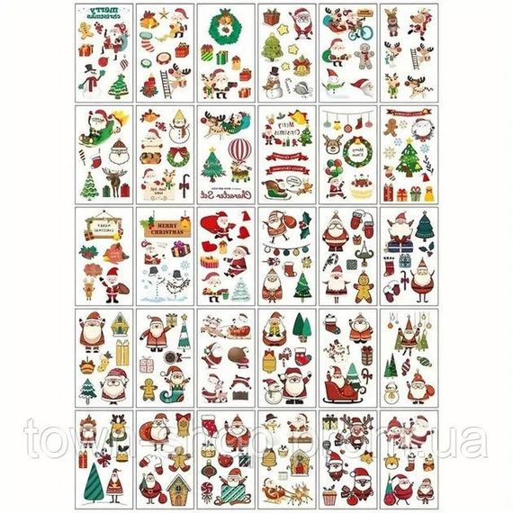 Набор детских временных тату "Рождество и Новый год № 1" tattoo-mini-set-cmas-30-1