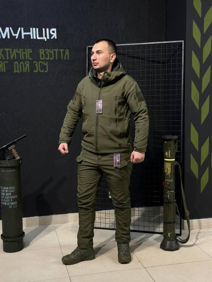 Комплект 4 в 1 Vanguard олива 🇺🇸 Костюм Olive Софт Шел + Термобілизна Esdy + Ботінки Esdy Автошнурівка +Убакс | Зображення 7
