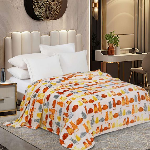 Набір 10 пледів флісових "Котики" Бежевий Love You 150 x 200 см | Зображення 2