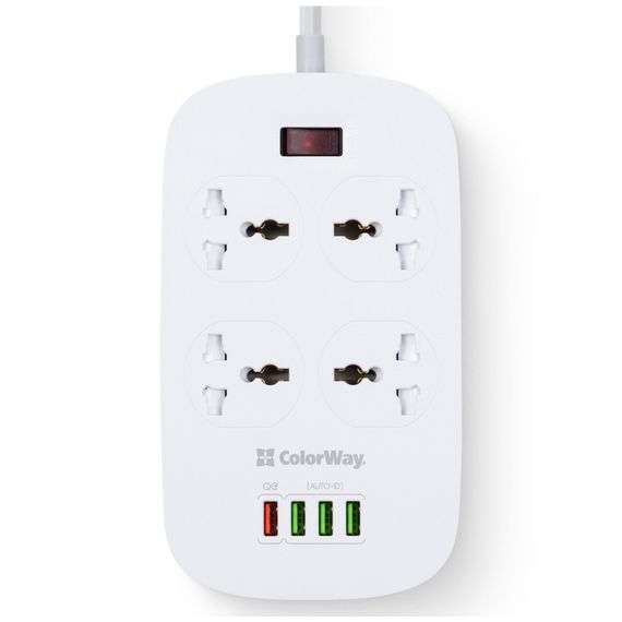 Мережевий фільтр живлення ColorWay 4 розетки/4USB White 1.8м (1QC3.0 + 3 AUTO ID) (CW-CHU44QW) | Зображення 2