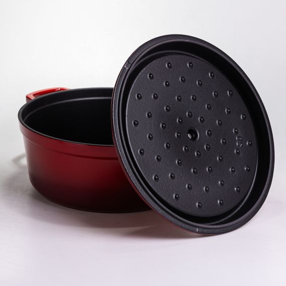 Кокотниця чавунна емальована 6 л, червоний Yiwu HP-FLG-6 RED | Зображення 3
