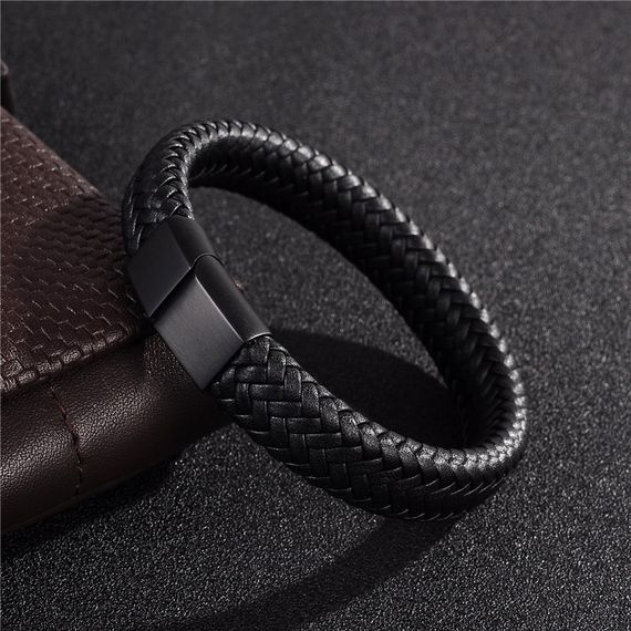 Чоловічий шкіряний браслет Primo Rock Lux 22 - Black | Зображення 3