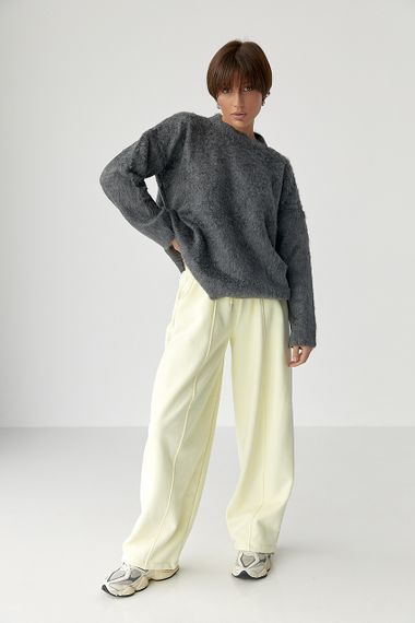 В'язаний светр із пухнастої пряжі - темно-сірий цвет, ONE SIZE (є розміри) | Зображення 2