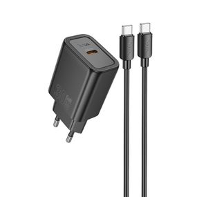 МЗП Hoco N62 Gentle PD30W (1USB-C) + кабель Type-C to Type-C Black