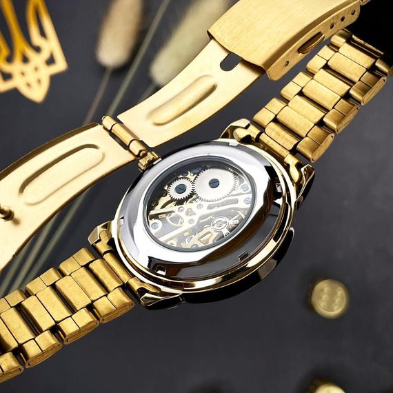 Класичний чоловічий годинник Awarder 022 Gold-Black Mechanic Metall Не Забуду Дім | Зображення 4
