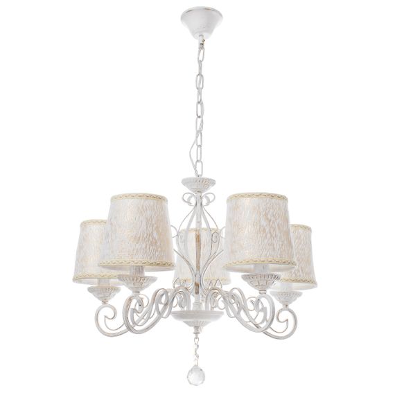 Люстра подвесная с абажуром классическая E14 40W WH (BKL-663S/5)