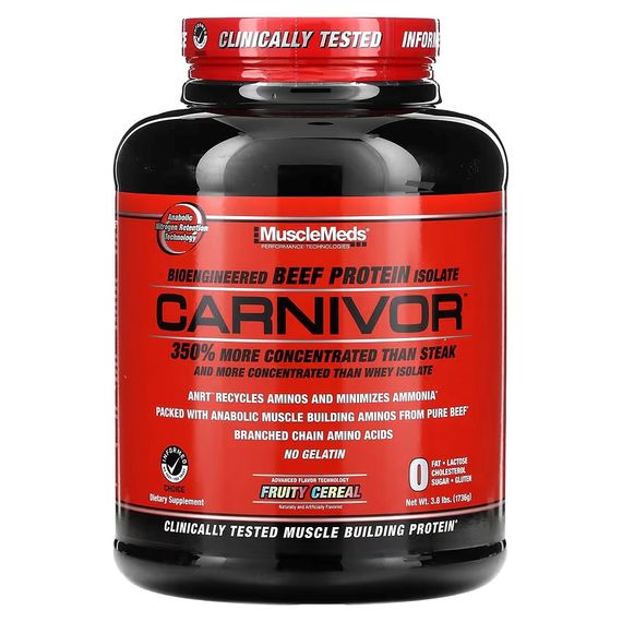 Протеин MuscleMeds Carnivor Bioengineered Beef Protein Isolate 1736 г, Fruity Cereal