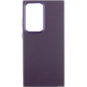 Кожаный чехол Bonbon Leather Metal Style для Samsung Galaxy S23 Ultra Фиолетовый / Dark Purple