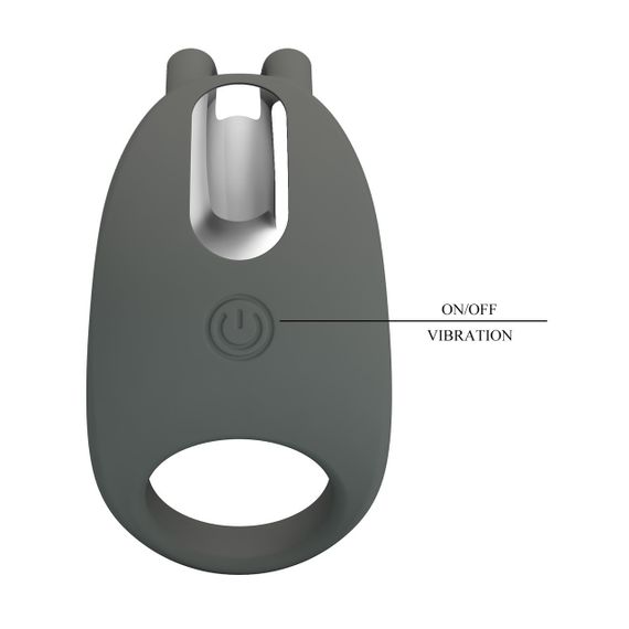 Ерекційне віброкільце PRETTY LOVE Master Ring з вусиками для клітора, сіре, 7.5 х 4 см Sex Aura | Зображення 7