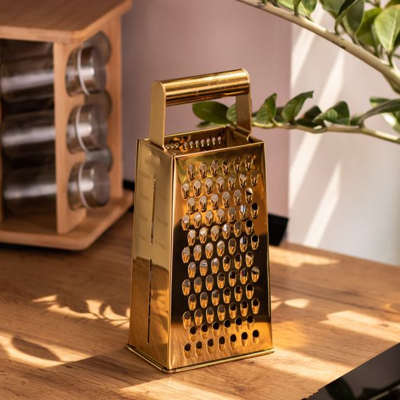 Терка ручна чотиристороння 11×8×24 (см) кухонна з нержавіючої сталі Золотиста HP-8-12 | Зображення 5