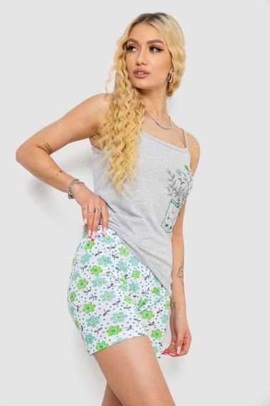 Жіноча піжама з принтом, колір сірий, 238R3052 | Зображення 2