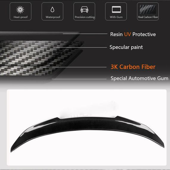 Спойлер крышки багажника Карбон V2 для BMW X6 F-16 2014-2019 гг | Зображення 2