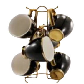 Набір чашок 6 предметів 280мл (в кольоровій коробці) порцеляна чорний 6815-B Interos