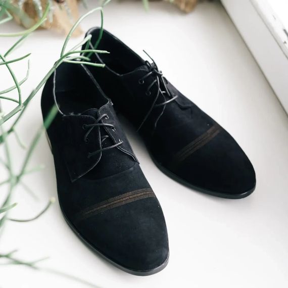 Туфлі чоловічі замшеві, чорні 45 розмір 29 см | Зображення 1