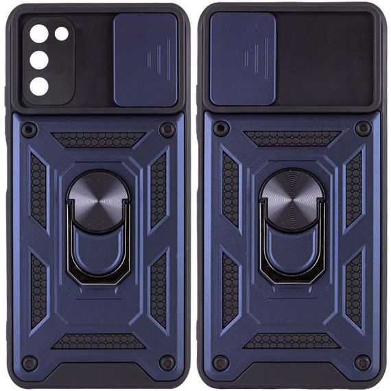 Ударостійкий чохол Camshield Serge Ring для Samsung Galaxy A03s TPU+PC, Шторка на камеру, Синій