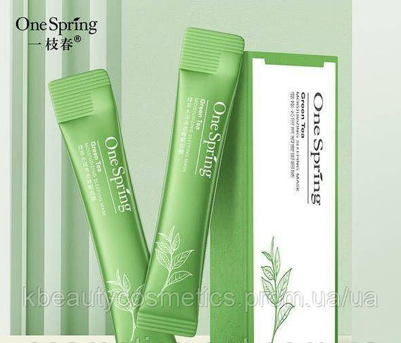 Нічна маска із зеленим ніж OneSpring Green Tea Moisturizing Mask, 4 ml