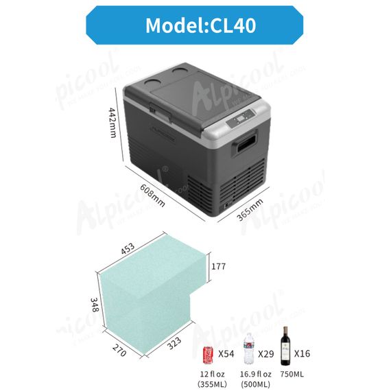 Компресорний автохолодильник Alpicool CL40G (37 літрів, LG Compressor). До -20℃, (12, 24, 220 вольт) | Зображення 5