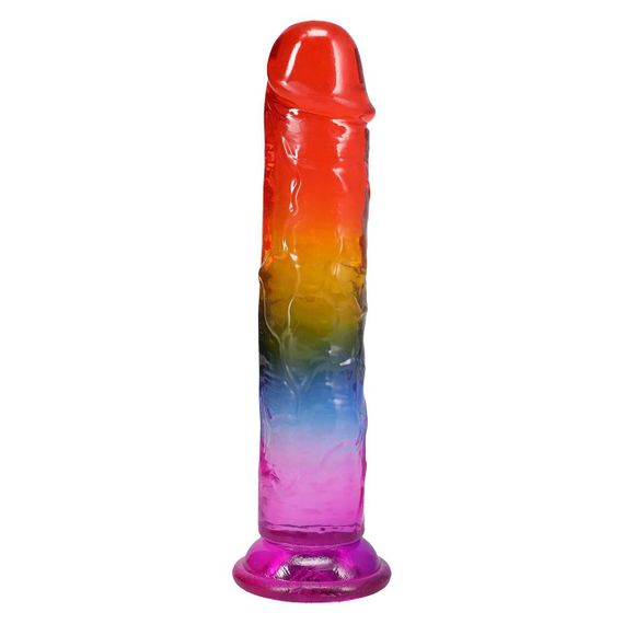 Дилдо Doc Johnson Crystal Jellies - 8.5 Inch Сlassic Dong - Rainbow Sex Aura | Зображення 1