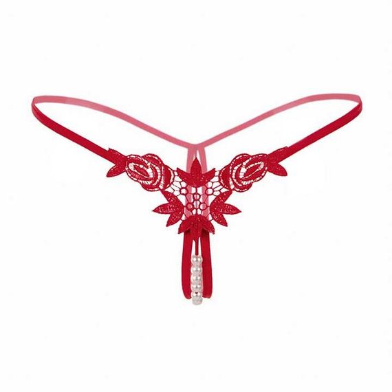 Стринки з намистинками червоний