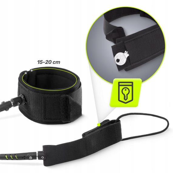 Ліш страхувальний для дошки TSUNAMI SUP-Leash Black/Green (P-5907739316479) | Зображення 2