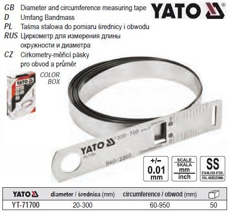 Циркометр YATO Польща коло 60-950 мм Ø=20-300 мм YT-71700