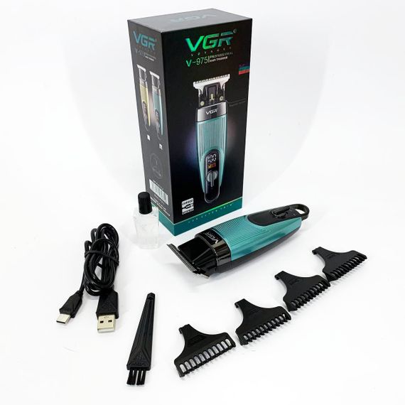 Машинка для стрижки волосся VGR V-975 тример для бороди та вусів. Колір: зелений | Зображення 3