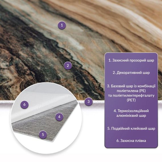 Самоклеящаяся стеновая PET плитка 600х300х2мм SW-00002309 | Зображення 1