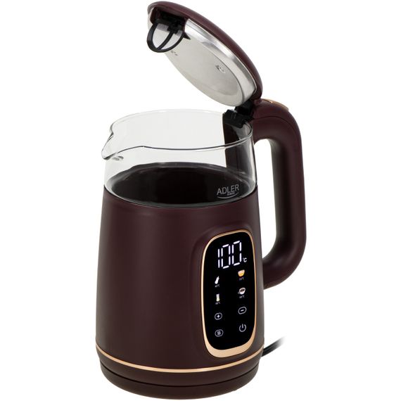 Електрочайник Adler AD 1305 burgundy 1850-2200Вт/ 1.7л/ скло/ встановлення температури/