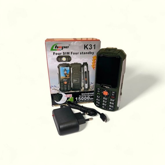 Кнопковий мобільний телефон на 4 сім карти AIEK Hope K31 Green | Зображення 4