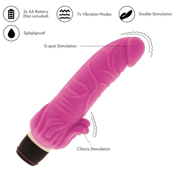 Вібромасажер класичний із стимулятором клітора DreamToys VIBES OF LOVE рожевий Sex Aura | Зображення 3