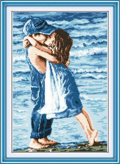 Набір для вишивання за нанесеною на канву схемою "Lovers on seaside". AIDA 14CT printed, 31*43 см