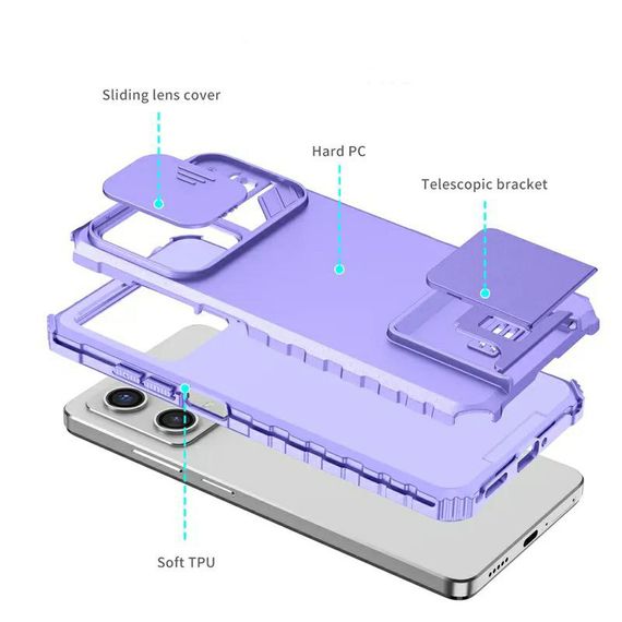 Чохол Kickstand із захистом камери для Xiaomi Redmi Note 12 5G колір Фіолетовий | Зображення 2