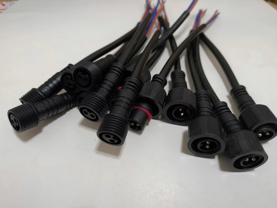 Штекерний кабель, світлодіодний водонепроникний, чорний, 2 контакти, 0,75 мм, водонепроникний, 10 шт.