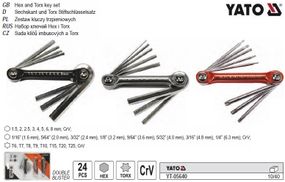 Набір ключів шестигранних YATO Польща HEX H1.5-H8 TORX T6-T25 24 штуки YT-05640