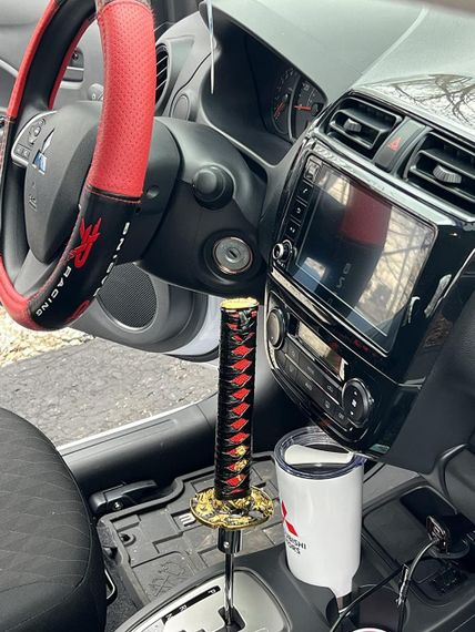 Ручка переключення КПП у стилі катани 20 см червона універсальна, насадка самурайський меч на ручку коробки передач | Зображення 4