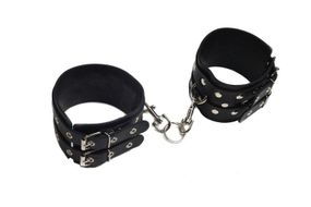 Оковы на лодыжки Leather Double Fix Leg Cuffs Black sexstyle